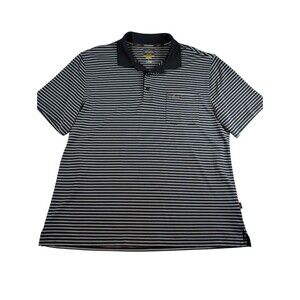 Greg Norman For Tasso Elba Men's Play Dry Polo Large Black & White Stripe Golf